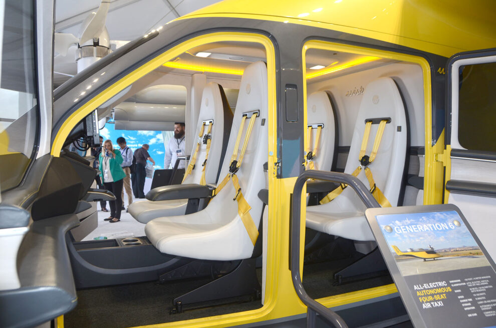 Cabina de pasaje de uno de los prototipos de eVTOL construidos por Wisk.
