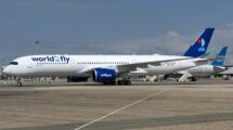 El tercer A350 de World2Fly a su llegada a Madrid (foto: D. Ruiz de Vargas)