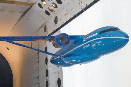 Uno de los modelos probados por Boeing en túnel de viento.
