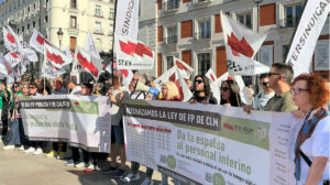 Manifestación de profesores de FP en la Puerta del Sol contra el Ministerio de Educación, Formación Profesional y Deportes .