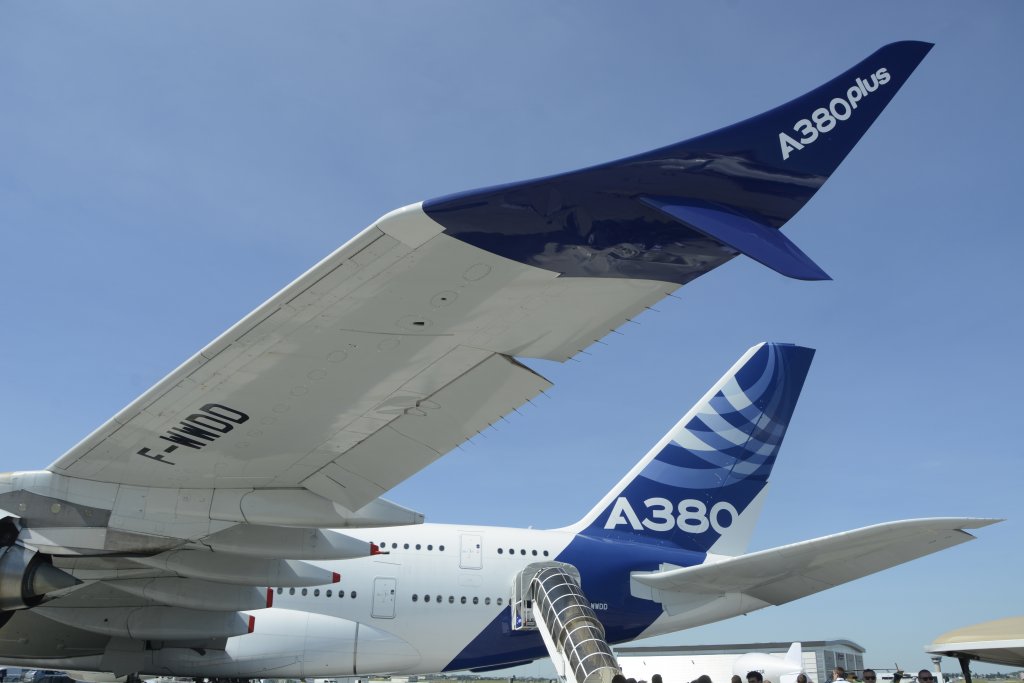 El nuevo winglet cimitar del Airbus A380Plus