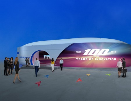 Así será el pabellón especial de Boeing por su centenario instalado en el Farnborough